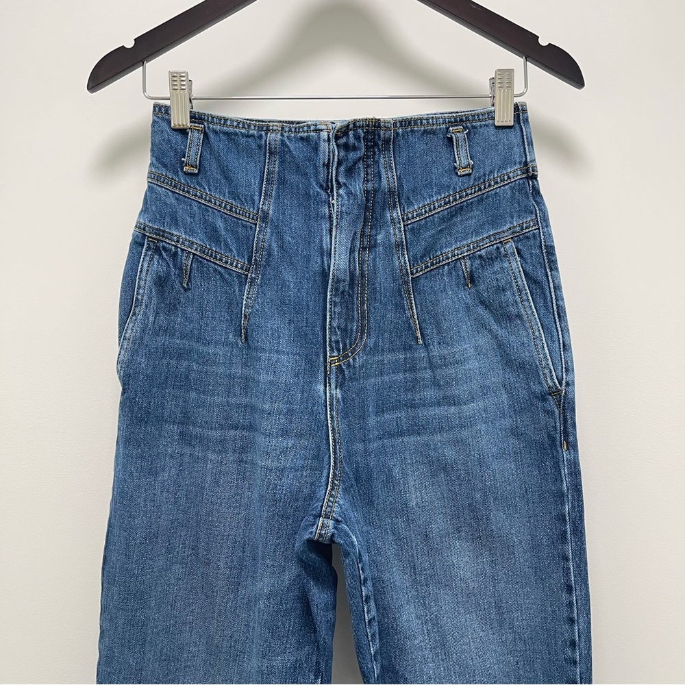 Pinko High Waisted Medium Blue Tapered Jean Size 26 - Picture 3 of 16